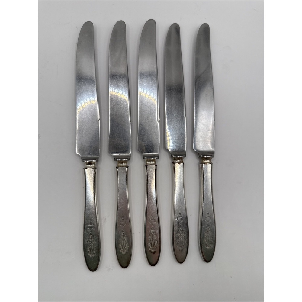 5 Community Plate BIRD OF PARADISE 1923 French Hollow Dinner Knives 9‎ 5/8"